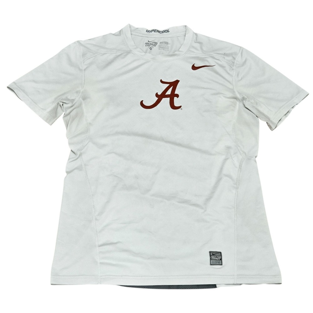 Nike Pro Combat Alabama Crimson Tide Shirt Men's M White Hypercool Fitted